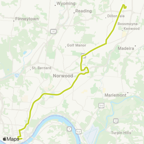 Metro SORTA Blue Ash / Silverton Commuter map