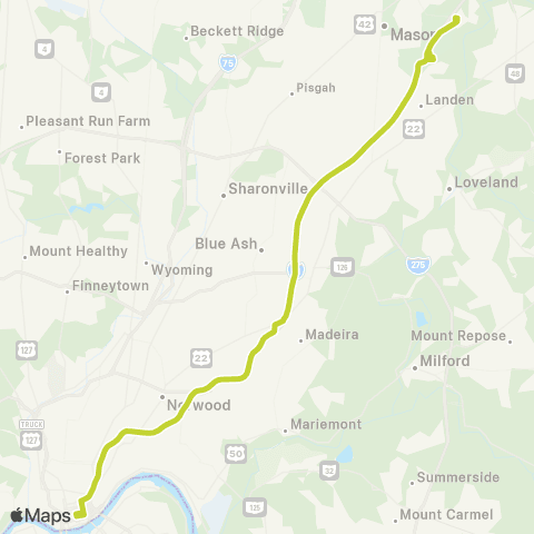 Metro SORTA Kings Island Express map