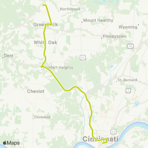 Metro SORTA Colerain Express map