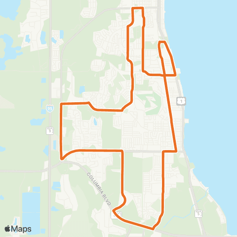 Space Coast Area Transit Central Titusville Circulator map