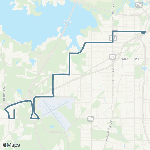 Sportran Greenwood / Pines Road map