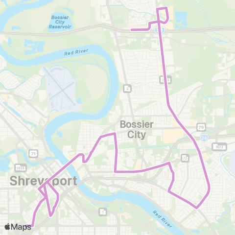 Sportran North Bossier Loop map