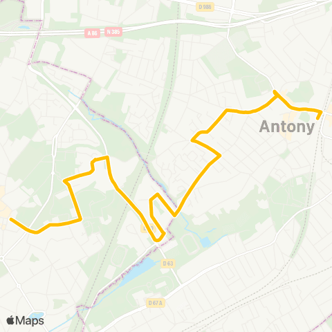 Île-de-France Mobilités Gare d'Antony <>︎ Verrières Mairie map