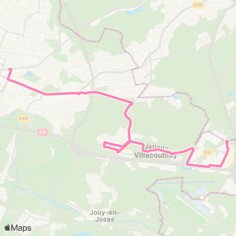 Île-de-France Mobilités Europe <>︎ Vélizy 2 map