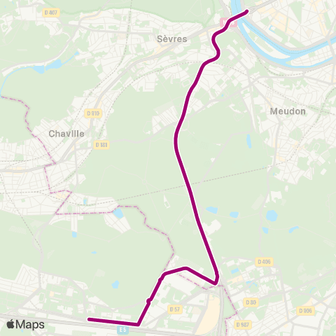 Île-de-France Mobilités Pont de Sèvres <>︎ Mairie de Vélizy map