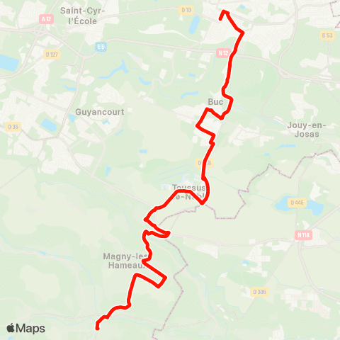 Île-de-France Mobilités Gare de St-Rémy-les-Chevreuse <>︎ Gare de Versailles Château - Rive Gauche map