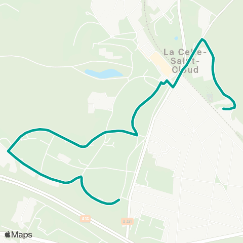 Île-de-France Mobilités Gare de la Celle-St-Cloud <>︎ Puits d'Angle map