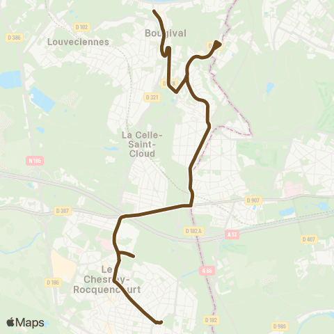 Île-de-France Mobilités Place Laboulaye <>︎ Pont de Bougival map