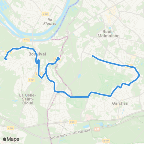 Île-de-France Mobilités Saint-Cucufa <>︎ Gare de Louveciennes map