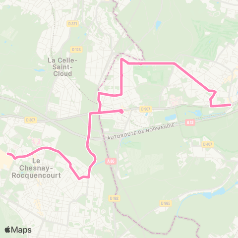 Île-de-France Mobilités Ctre comm. Parly 2 <>︎ Gare de Vaucresson map