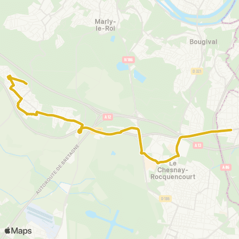 Île-de-France Mobilités Rond Point des Chênes <>︎ Gare de Vaucresson map