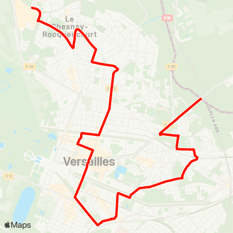 Île-de-France Mobilités Pte des Hauts-de-Seine <>︎ Ctre comm. Parly 2 map