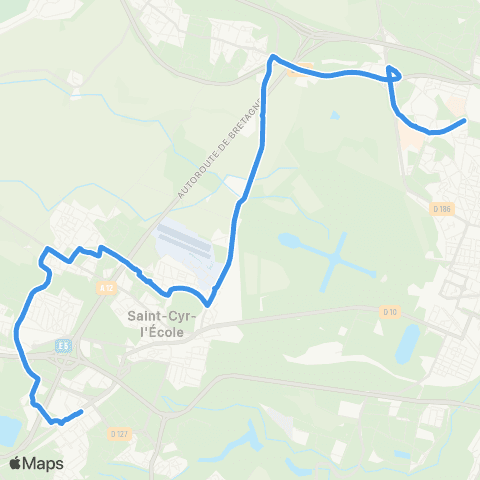 Île-de-France Mobilités Hôp. André Mignot <>︎ St-Quentin - Gare rout. Paul Delouvrier map