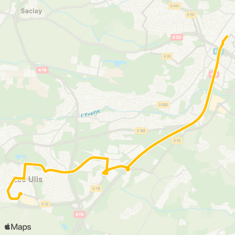 Île-de-France Mobilités Massy - Palaiseau RER <>︎ Ctre comm. Ulis 2 map