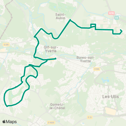 Île-de-France Mobilités Gare de Gif-s/-Yvette <>︎ Gare de Gif-s/-Yvette RER map