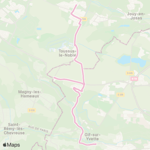 Île-de-France Mobilités Christ de Saclay <>︎ Gare de Gif-s/-Yvette RER map