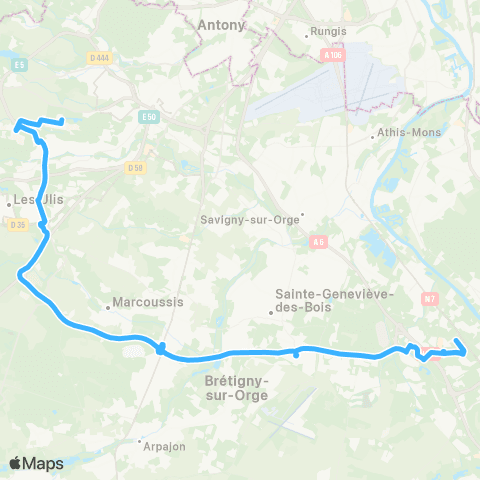 Île-de-France Mobilités Gare Routière <>︎ Polytechnique Vauve map