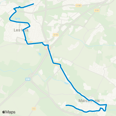 Île-de-France Mobilités Gare d'Orsay-Ville <>︎ Chêne Rond map