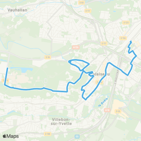 Île-de-France Mobilités Polytechnique Vauve <>︎ Massy - Palaiseau RER map