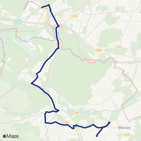 Île-de-France Mobilités Gare de Massy - Palaiseau <>︎ Vélizy 2 map
