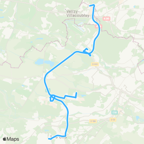 Île-de-France Mobilités Mairie des Ulis - Pl. de la Liberté <>︎ Vélizy 2 map