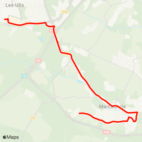 Île-de-France Mobilités Essouriau <>︎ Chêne Rond map