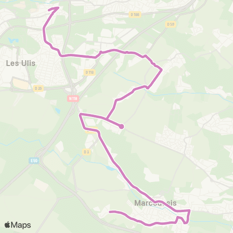 Île-de-France Mobilités Gare d'Orsay-Ville <>︎ Chêne Rond map