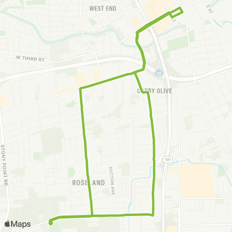 Santa Rosa CityBus Corby Ave and Roseland map