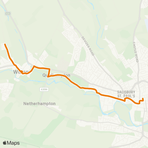 Salisbury Reds Elizabeth Road - Castle Street map