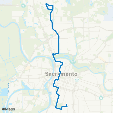 SacRT Natomas / Land Park map