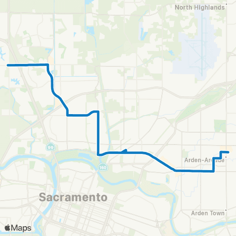 SacRT Natomas / Arden map
