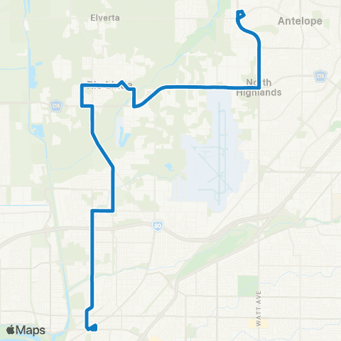 SacRT Rio Linda map