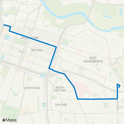 SacRT Tahoe Park map