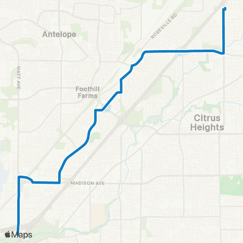 SacRT Hillsdale map