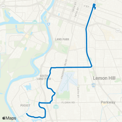 SacRT South Land Park - Greenhaven Dr map