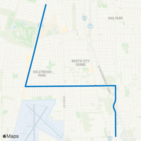 SacRT Freeport - Fruitridge - Ml King map