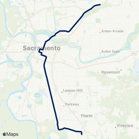 SacRT Meadowview - Watt / I-80 map