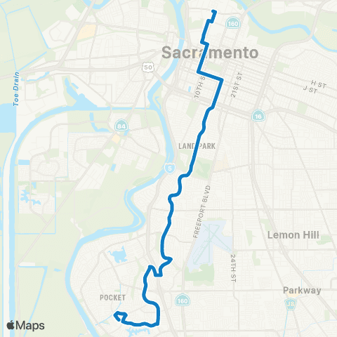 SacRT Land Park Commuter map