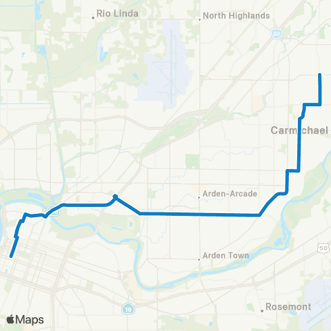 SacRT Arden Commuter map
