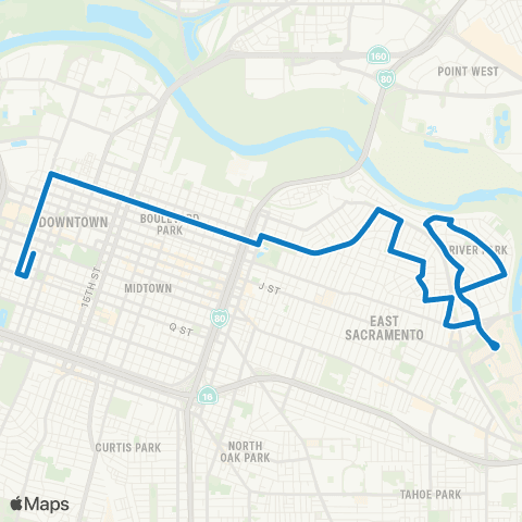 SacRT McKinley Commuter map