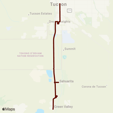 Sun Shuttle Green Valley / Sahuarita Express map