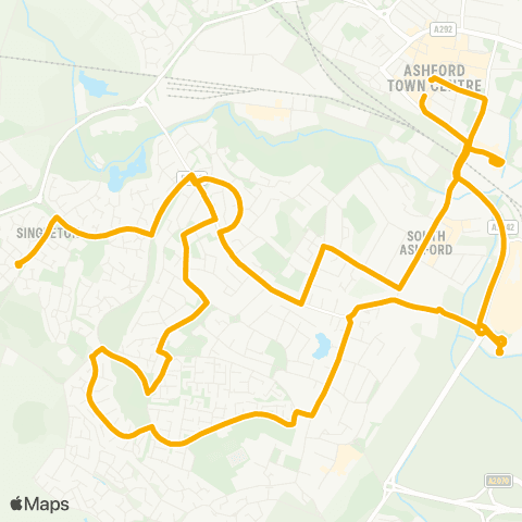 Stagecoach South East Sheldwich Close - Bradbridge Green map