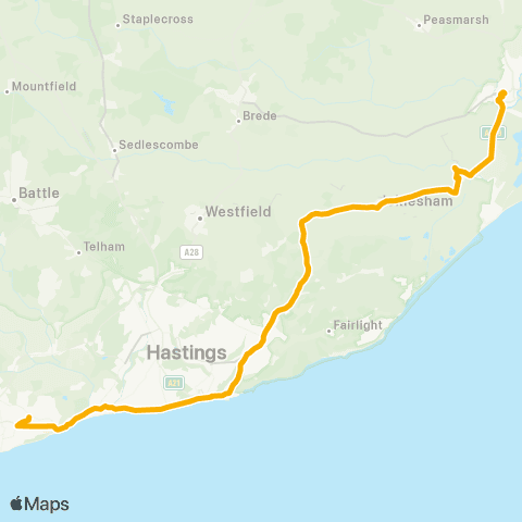 Stagecoach South East Bexhill College - Railway Station map