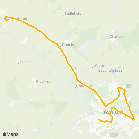 Stagecoach South East The Lenham School - Flaxpond Road map