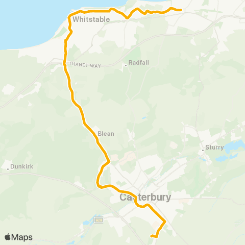 Stagecoach South East Simon Langton Boys' Sch Grounds - Sea St Gas Works map