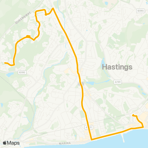 Stagecoach South East Whatlington Way - Railway Station map