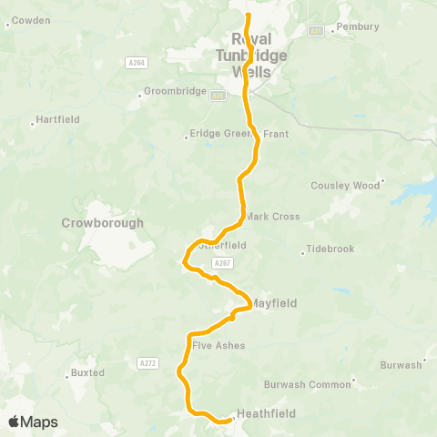 Stagecoach South East Fire Sta - Tunbridge Wells Boys' Grammar Sch map