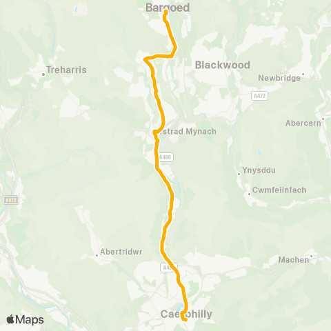 Stagecoach South Wales Hanbury Square - Caerphilly Interchange Stand 9 map