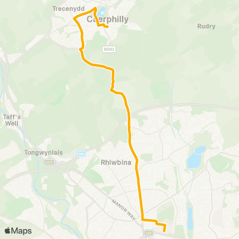 Stagecoach South Wales Heath Hosp Main Entrance - Caerphilly Interchange Stand 11 map