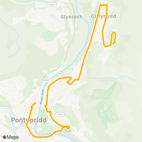 Stagecoach South Wales Oaklands Terminus - Pontypridd Bus Sta Stand 6 map